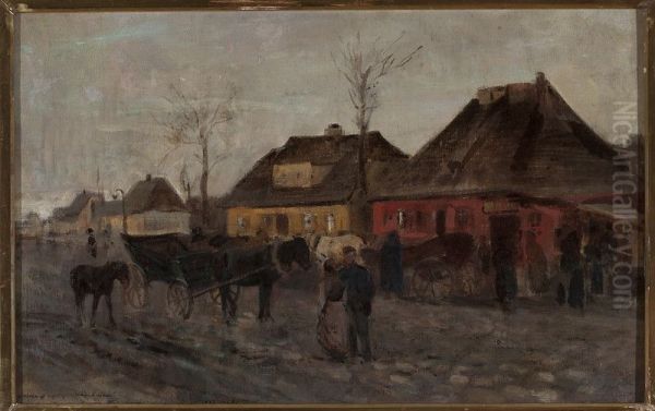 Springtime in a small town, sketch - view 1