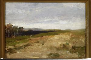 Landscape with a birch grove