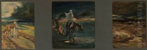 Black clouds. Death. Pestilence, triptych "Disaster", sketch by Albert Chmielowski