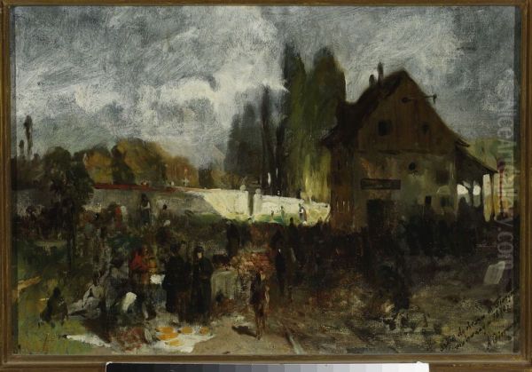In front of the graveyard, sketch - view 1