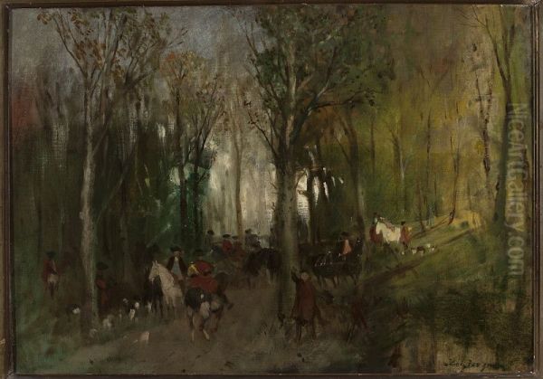 Departure for hunting, sketch - view 1