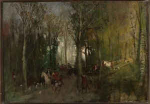 Departure for hunting, sketch by Maksymilian Gierymski