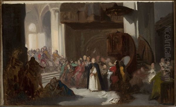Scene in a church, sketch for a historical scene - view 1