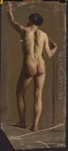 Nude of a standing man, back view