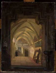 Interior of the cloister at the church of St. Catherine in Krakow by Stanislaw Bryniarski