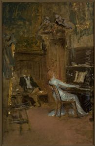 Concert in the living-room, sketch by Wladyslaw Czachorski