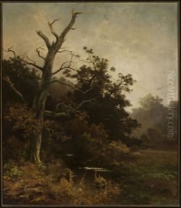 Withered tree on a river bank