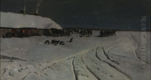 Winter night in Ukraine by Jozef Chelmonski