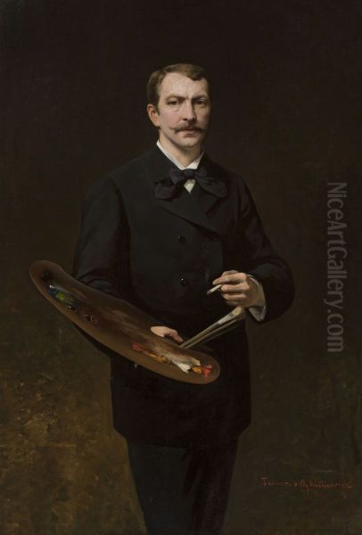 Self-portrait with palette - view 1