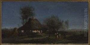 Village at night - a comet