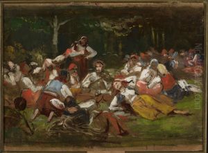 Sketch for "Harvesters resting" by Wincenty Wodzinowski