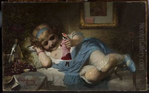 Girl with a doll - Convalescent by Wandalin Strzalecki