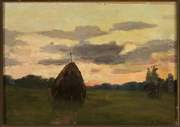 Landscape with a haystack - view 1