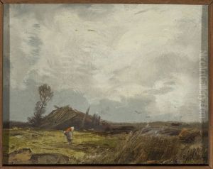 Countryside landscape with a hut