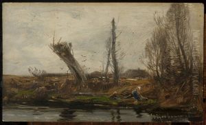 Willows at waterside by Roman Kochanowski