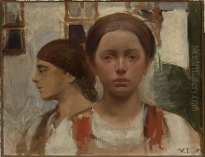 Two female heads by Wlodzimierz Tetmajer