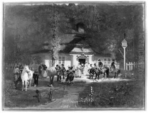 In front of a manor house by Wandalin Strzalecki