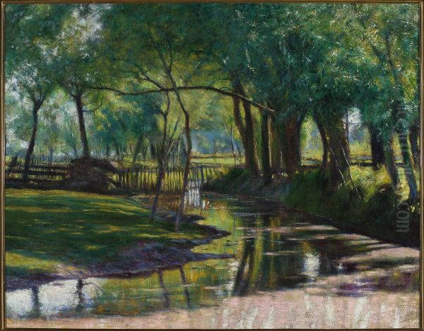 Green landscape with a stream - view 1