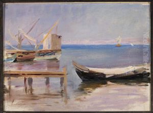 Boats at the coast. From the journey to Constantinople Boats at the coast. From the journey to Constantinople