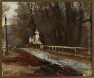 Bridge with the statue of Sobieski at Agrykola by Wladyslaw Podkowinski