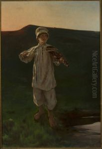 Shepherd boy playing the fiddle