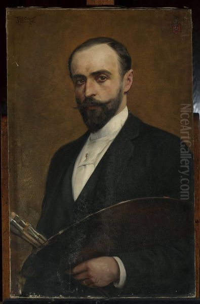 Self-portrait with palette - view 1