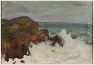 Waves in a rocky bay by Wladyslaw Slewinski
