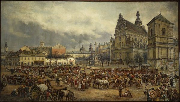 Fair before Easter at the Bernardine square in Lviv in 1895 - view 1