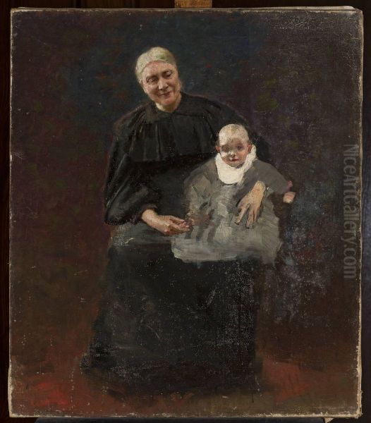 Portrait of Michalina Szymanowska nee Naimska, artist's mother with her grandson Waclaw - view 1