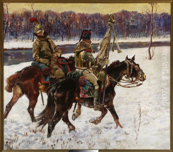 Two French hussars - "Berezina" fragment - view 1