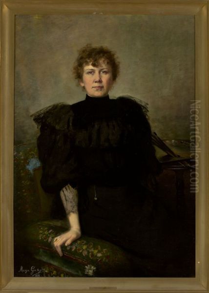 Self-portrait with palette - view 1