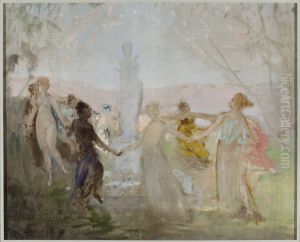 Sketch for the painting "Procession around the Venus de Milo statue" Sketch for the painting "Procession around the Venus de Milo statue"