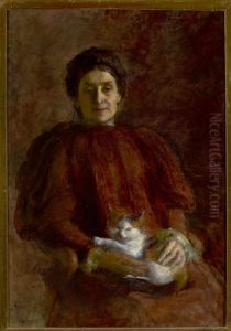 Portrait of a woman with a cat