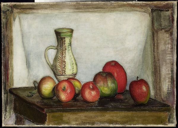 Still life - apples and a pitcher - view 1