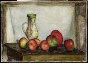 Still life - apples and a pitcher by Wladyslaw Slewinski