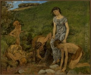 At the spring well by Hans Thoma
