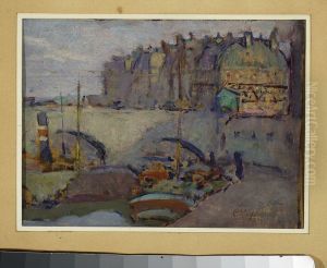 Paris - Fragment of a city with bridges (Seine in Paris) by Eugeniusz Zak