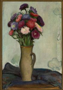 Flowers in a vase /Asters/ by Wladyslaw Slewinski