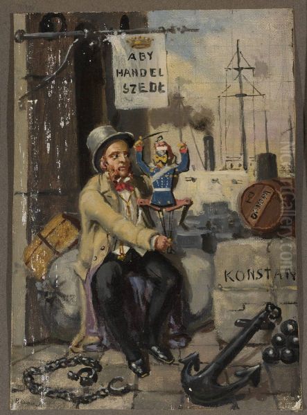 Man with a puppet - view 1