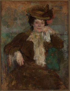 Portrait of a woman in a brown dress by Olga Boznanska
