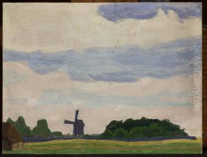 Landscape with a windmill by Jan Stanislawski