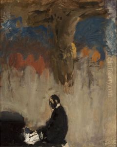 Feliks Jasienski at the organ, sketch
