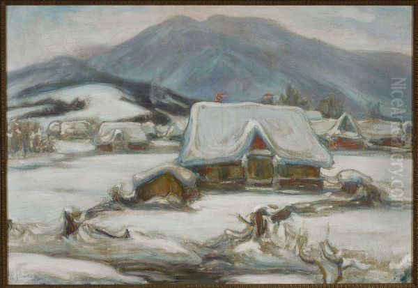 Cottages in the snow - view 1