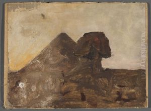 Evening in the desert - Sphinx and pyramid. From the journey to Egypt by Jan Ciaglinski