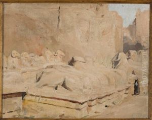 Sphinx Alley, temple of Amun-Re. From the journey to Egypt by Jan Ciaglinski