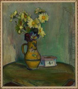 Flowers in a yellow pitcher