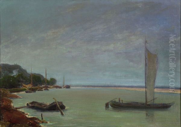 Boat with sails up - view 1