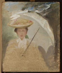 Portrait of a lady with an umbrella, sketch