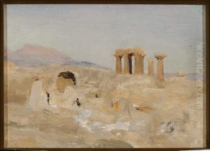 Temple of Apollo and Mount Parnassus in Corinth. From the journey to Greece by Jan Ciaglinski