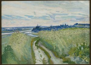 Landscape with a road by Stanislaw Kamocki